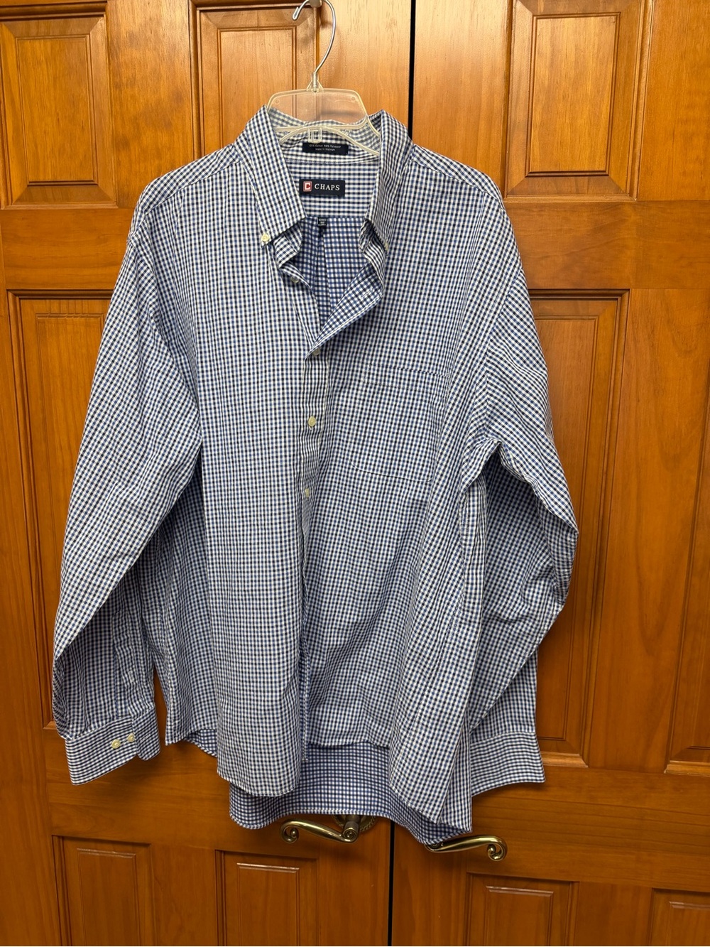 Chaps Men’s Blue and White Gingham Button-Down Shirt